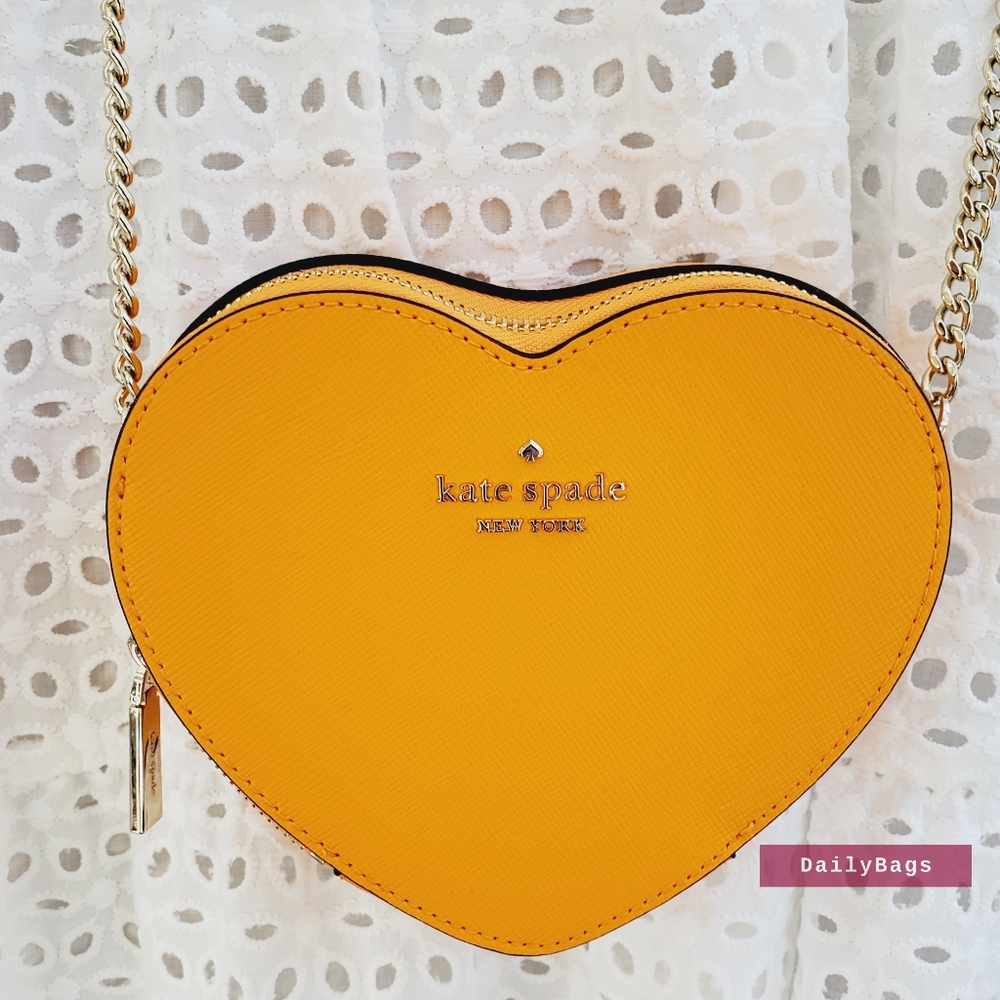 BEAUTIFUL NWT KATE SPADE MINI HEART CROSSBODY LOVE SHACK PRIDE ORANGE BAG